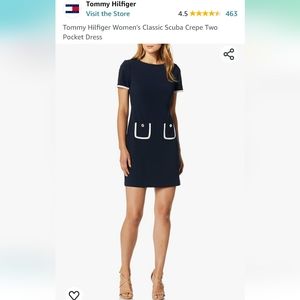 Size 10 Tommy Hilfiger Women's Classic Scuba Crepe Two Pocket Dress